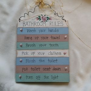 Wooden bathroom sign